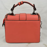 Women's Structured Top-Handle Crossbody Bag with Woven Chain Trim