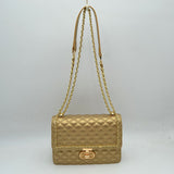 Quilted Flap Shoulder Bag with Woven Chain Strap