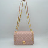 Quilted Flap Shoulder Bag with Woven Chain Strap