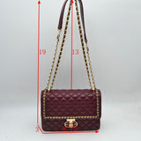 Quilted Flap Shoulder Bag with Woven Chain Strap