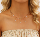 Stainless Steel Sparkling Zircon Tassel Necklace