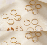 Minimalist Pearl Twist & Wave Ring Set