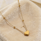 Titanium Steel Heart Necklace & Bracelet Set