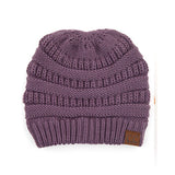 C.C CRISS CROSS PONYTAIL KNIT BEANIE