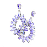Marquise Stone Cluster Open Teardrop Dangle Evening Earring