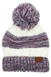 C.C Popcorn Yarn Heather Color Beanie Wth Pom