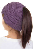 C.C Solid Color Ponytail Messy Bun Beanie