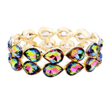Women's Glass Crystal Teardrop Stretch Evening Bracelet