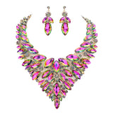 Marquise Stone Cluster Statement Evening Necklace
