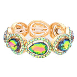 Pave Teardrop Trim Glass Crystal Stretch Evening Bracelet