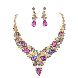 Round Teardrop Stone Accented Evening Necklace