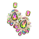 Teardrop Stone Accented Dangle Evening Earrings