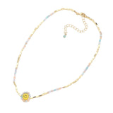 Faceted Bead Trimmed Smile Accented Necklace
