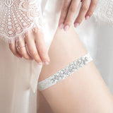 Flower Cluster Crystal Pave Lace Stretch Wedding Garter