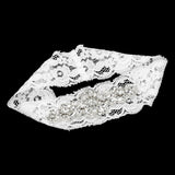 Marquise Stone Cluster Pearl Embellished Lace Stretch Wedding Garter