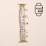 Bow Clover Heart Cross Charm Dangle Floral Ceramic Ball Pearl Beaded Multi Layered Apple Watch Band