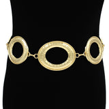 Bold Hammered Metal Oval Ring Link Waist Chain Belt