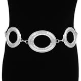 Bold Hammered Metal Oval Ring Link Waist Chain Belt