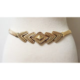 Abstract Buckle Accented Stretch Metal Waist Belt