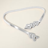 Abstract Buckle Accented Stretch Metal Waist Belt