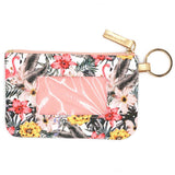 Flamingo Flower Patterned ID Wallet Detachable Lanyard