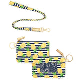 Pineapple Accented Striped ID Wallet Detachable Lanyard