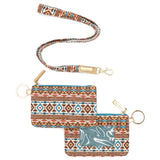 Boho Aztec Patterned ID Wallet Detachable Lanyard