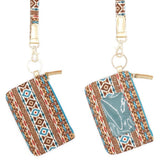 Boho Aztec Patterned ID Wallet Detachable Lanyard