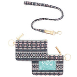 Boho Aztec Patterned ID Wallet Detachable Lanyard
