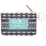 Boho Aztec Patterned ID Wallet Detachable Lanyard