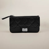 Quilted Faux leather Compact Card Holder Keychain Wallet