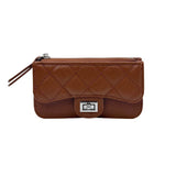 Quilted Faux leather Compact Card Holder Keychain Wallet