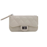 Quilted Faux leather Compact Card Holder Keychain Wallet