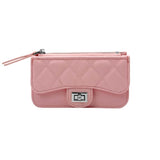 Quilted Faux leather Compact Card Holder Keychain Wallet