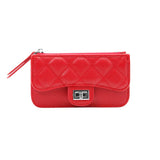 Quilted Faux leather Compact Card Holder Keychain Wallet