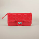 Quilted Faux leather Compact Card Holder Keychain Wallet