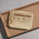 Slim Card Holder Wallet with Zipper Pocket and Heart Keyring