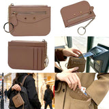 Slim Card Holder Wallet with Zipper Pocket and Heart Keyring