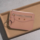 Slim Card Holder Wallet with Zipper Pocket and Heart Keyring