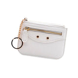Slim Card Holder Wallet with Zipper Pocket and Heart Keyring