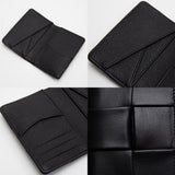 Faux Leather Weave Card Holder Wallet