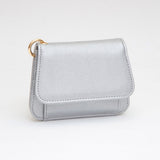Faux Pebble Leather Compact Card Wallet Bag Charm