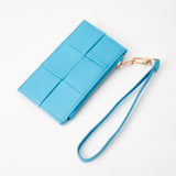 Faux Leather Weave Flat Wristlet Card / Coin Wallet