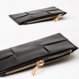 Faux Leather Weave Flat Wristlet Card / Coin Wallet