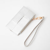 Faux Leather Weave Flat Wristlet Card / Coin Wallet