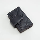 Quilted Faux Leather Snap Closure Card Holder Wallet