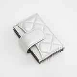 Quilted Faux Leather Snap Closure Card Holder Wallet