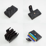 Quilted Faux Leather Snap Closure Card Holder Wallet