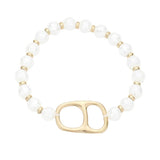 Abstract Metal Accented Faceted Beaded Stretch Bracelet