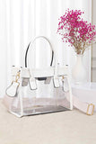Women's Color Trim Clear Hand Bag Handbag